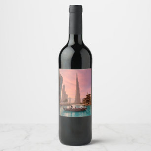 Burj Khalifa Boat Lake Cityscape                  Wine Label