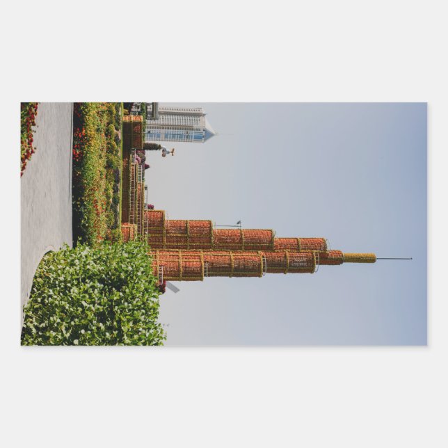 Burj Khalifa,Dubai Miracle Garden Rectangular Sticker (Front)