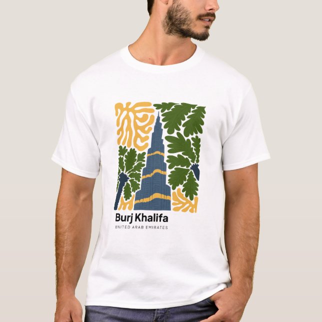 Burj Khalifa Dubai UAE abstract travel floral T-Shirt (Front)