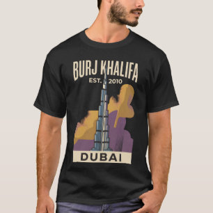 Burj Khalifa Dubai UAE Vintage Travel Poster Retro T-Shirt