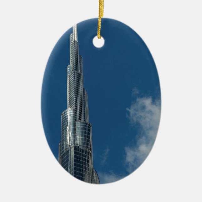 Burj Khalifa skyscraper Ceramic Tree Decoration (Front)