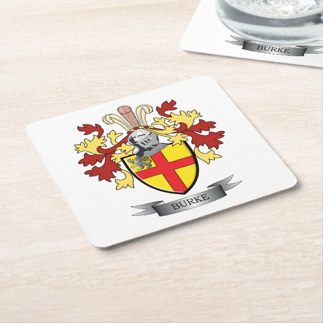 Burke Coat of Arms Square Paper Coaster (Angled)