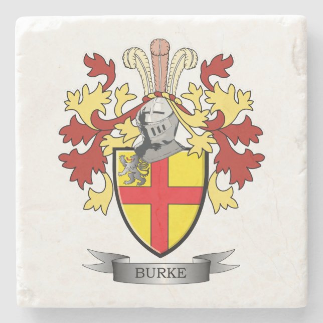 Burke Coat of Arms Stone Coaster (Front)