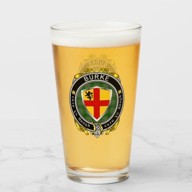 Burke Irish Shield Beer Glass (Front Filled)