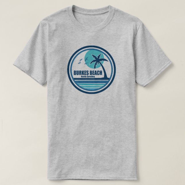 Burkes Beach South Carolina Palm Tree Birds T-Shirt (Design Front)