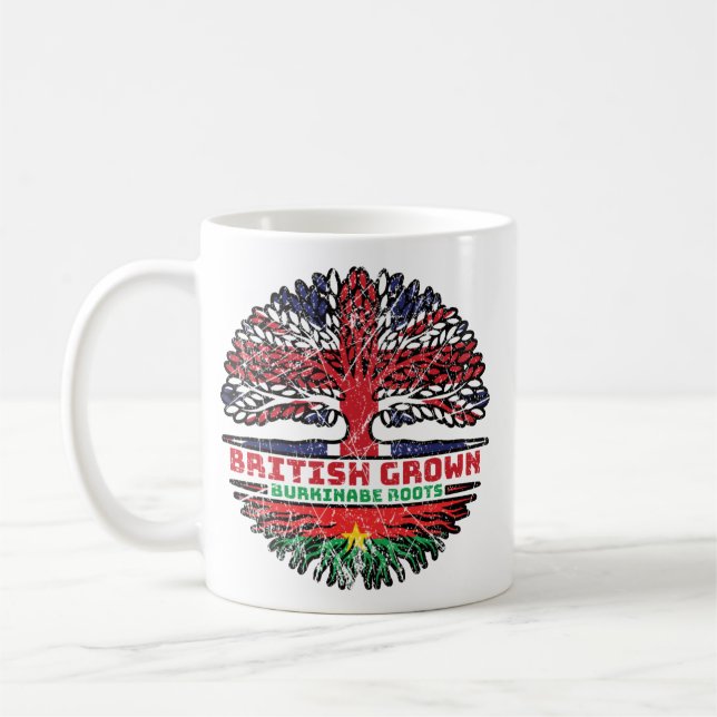 Burkina Faso Burkinabe British UK Tree Roots Flag Coffee Mug (Left)