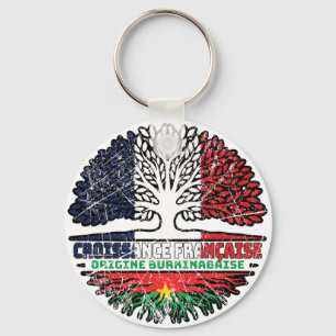 Burkina Faso Burkinabe  French France Tree Roots Key Ring