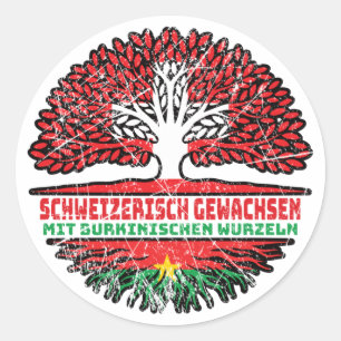 Burkina Faso Burkinisch Schweizer Schweiz Baum Classic Round Sticker
