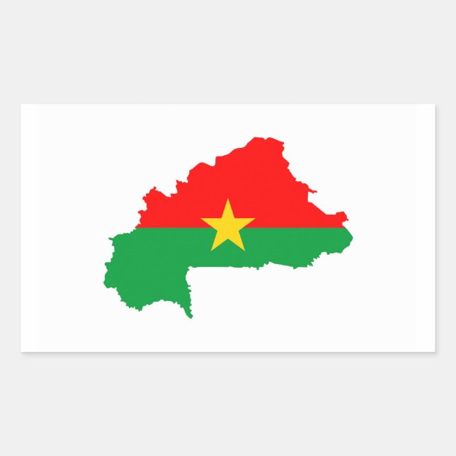 burkina faso country flag map shape silhouette rectangular sticker (Front)