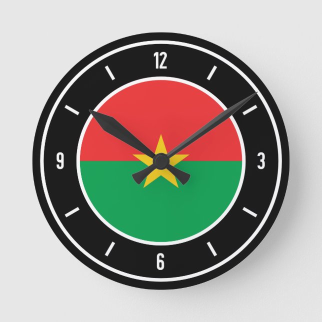 Burkina Faso Flag Elegant Round Clock (Front)