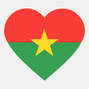 Burkina Faso Flag Heart Sticker
