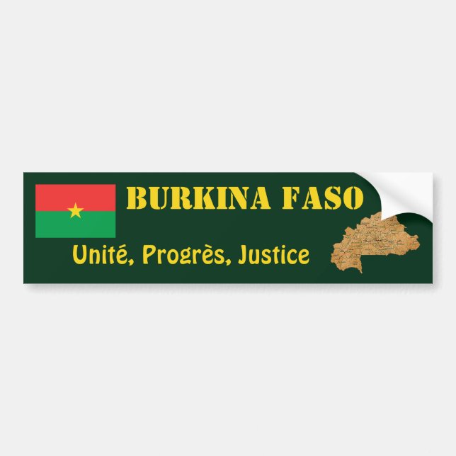 Burkina Faso Flag + Map Bumper Sticker (Front)