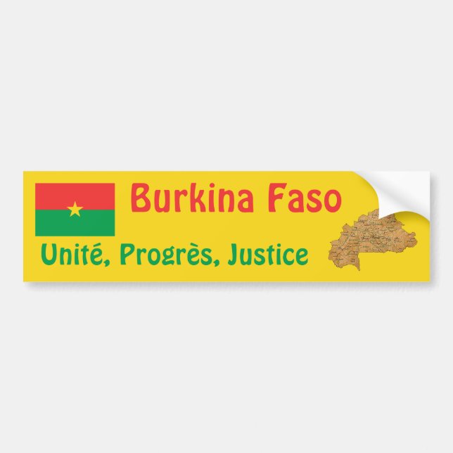 Burkina Faso Flag + Map Bumper Sticker (Front)