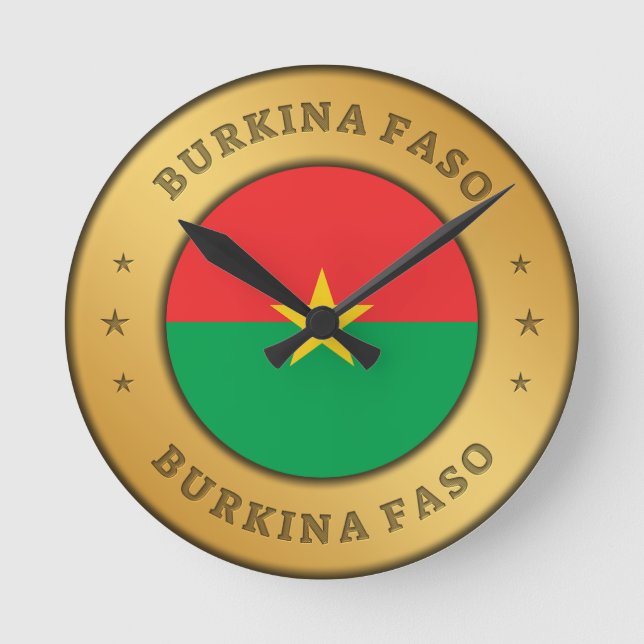 Burkina Faso Flag Round Clock (Front)