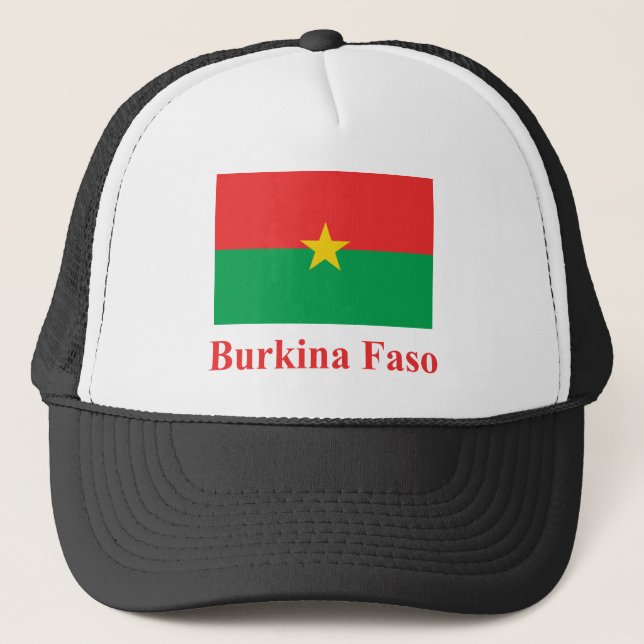 Burkina Faso Flag with Name Trucker Hat (Front)