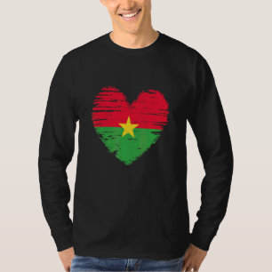 Burkina Faso Heart Burkinese Flag Burkinese Pride T-Shirt