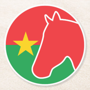 Burkina Faso Horse Burkinabe National Animal Flag Round Paper Coaster