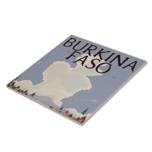 Burkina Faso landscape travel poster print Tile
