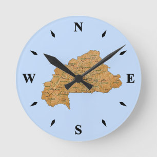 Burkina Faso Map Clock