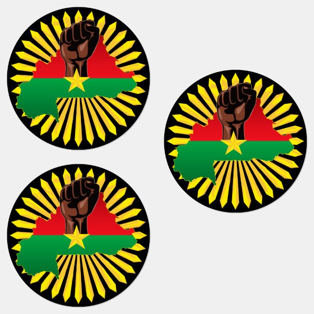 Burkina Faso Map, Flag and Revolution Fist (Group)