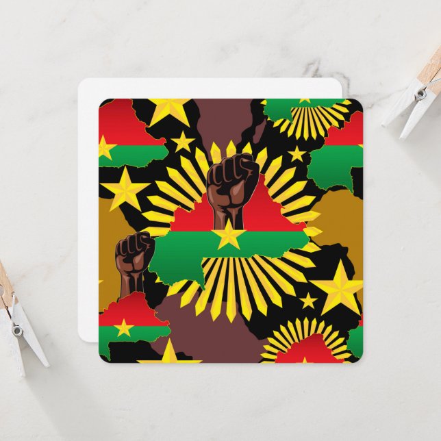 Burkina Faso Map, Flag and Revolution Fist (Front/Back In Situ)
