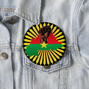 Burkina Faso Map, Flag and Revolution Fist 10 Cm Round Badge