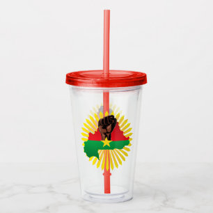 Burkina Faso Map, Flag and Revolution Fist Acrylic Tumbler