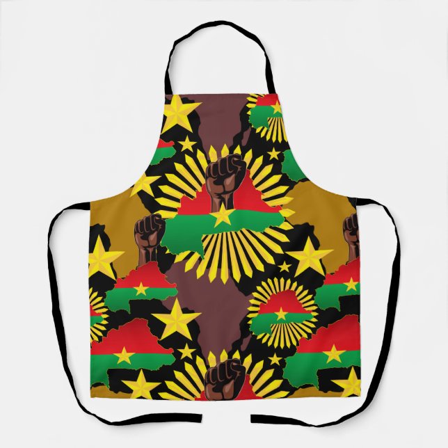 Burkina Faso Map, Flag and Revolution Fist Apron (Front)