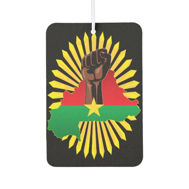 Burkina Faso Map, Flag and Revolution Fist Car Air Freshener (Front)