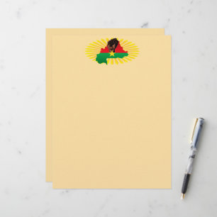 Burkina Faso Map, Flag and Revolution Fist Custom Letterhead