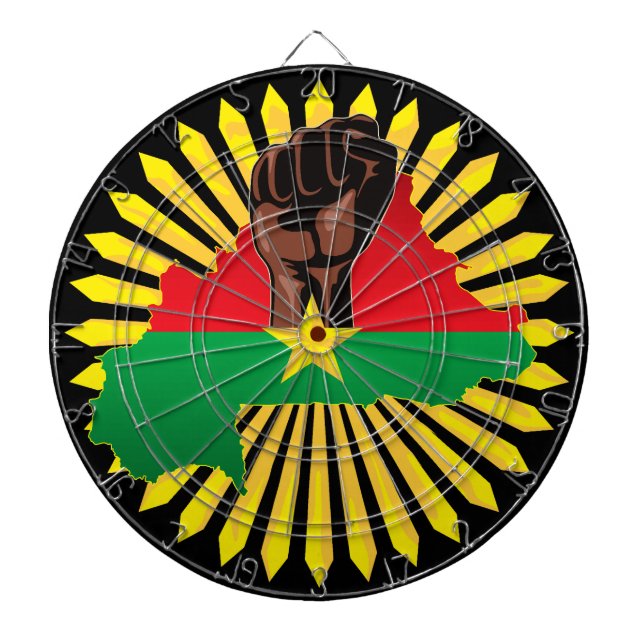 Burkina Faso Map, Flag and Revolution Fist Dartboard (Front)