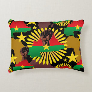 Burkina Faso Map, Flag and Revolution Fist Decorative Cushion