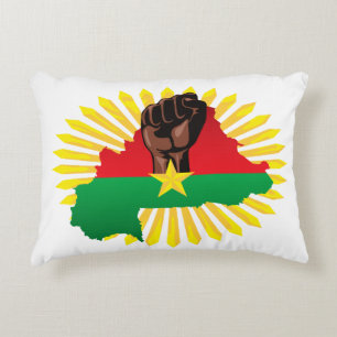 Burkina Faso Map, Flag and Revolution Fist Decorative Cushion