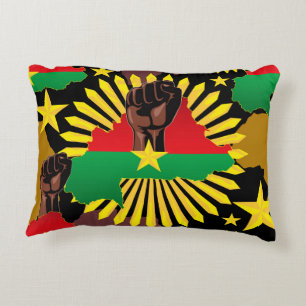 Burkina Faso Map, Flag and Revolution Fist Decorative Cushion