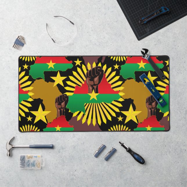 Burkina Faso Map, Flag and Revolution Fist Desk Mat (Workstation)