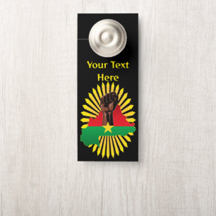Burkina Faso Map, Flag and Revolution Fist Door Hanger