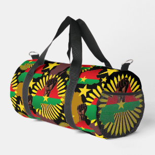 Burkina Faso Map, Flag and Revolution Fist Duffle Bag