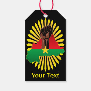Burkina Faso Map, Flag and Revolution Fist Gift Tags