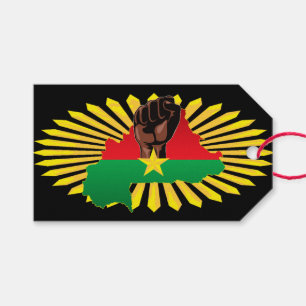Burkina Faso Map, Flag and Revolution Fist Gift Tags