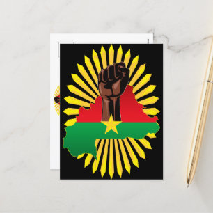Burkina Faso Map, Flag and Revolution Fist Holiday Postcard