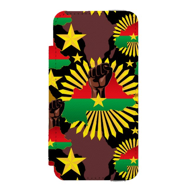Burkina Faso Map, Flag and Revolution Fist Incipio iPhone Wallet Case (Folio Front)