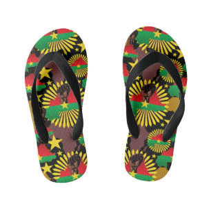 Burkina Faso Map, Flag and Revolution Fist Kid's Thongs