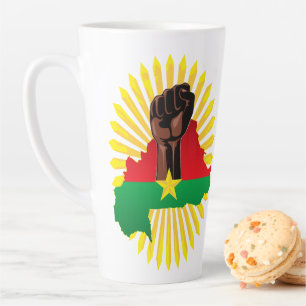 Burkina Faso Map, Flag and Revolution Fist Latte Mug