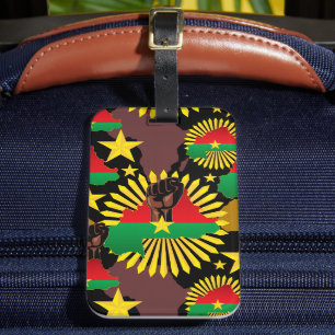 Burkina Faso Map, Flag and Revolution Fist Luggage Tag