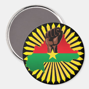 Burkina Faso Map, Flag and Revolution Fist Magnet