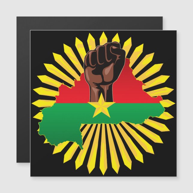 Burkina Faso Map, Flag and Revolution Fist Magnetic Invitation (Front/Back)