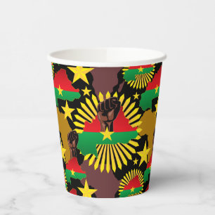 Burkina Faso Map, Flag and Revolution Fist Paper Cups