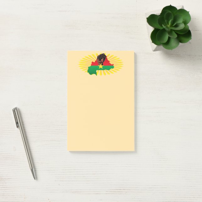 Burkina Faso Map, Flag and Revolution Fist Post-it Notes (Office)