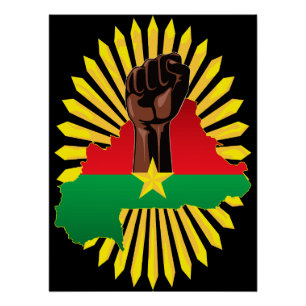 Burkina Faso Map, Flag and Revolution Fist Poster