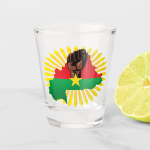 Burkina Faso Map, Flag and Revolution Fist Shot Glass